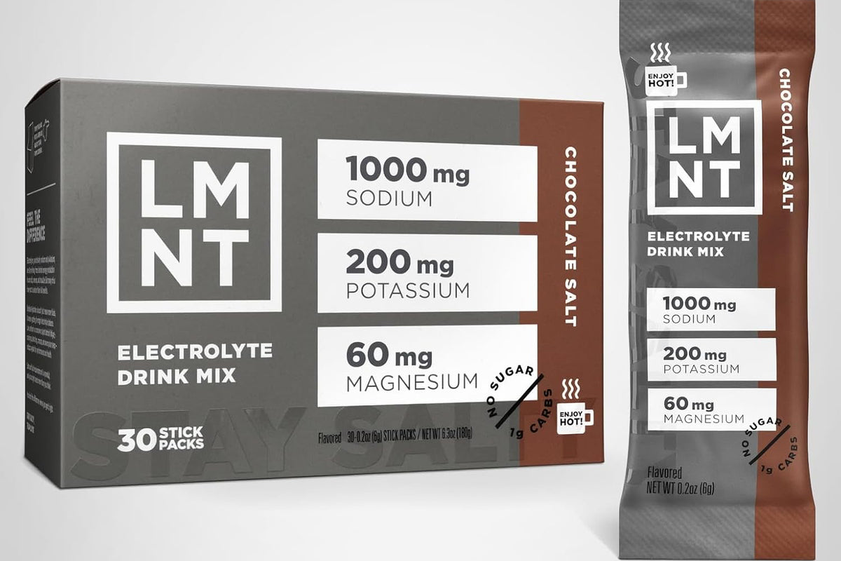 LMNT Zero Sugar Electrolytes – Chocolate Salt | Drink Mix | 30 Sticks