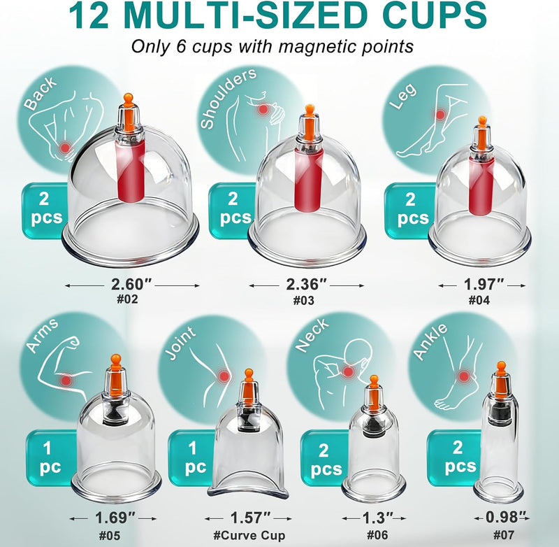 Cupping Therapy Set with Pump | 12-Cup Massage Therapy Kit