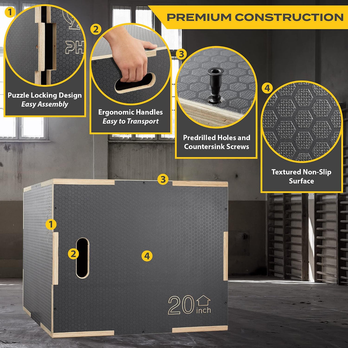 Philosophy Gym 3-in-1 Wooden Plyometric Box | Non-Slip Jump Box