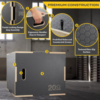 Philosophy Gym 3-in-1 Wooden Plyometric Box | Non-Slip Jump Box