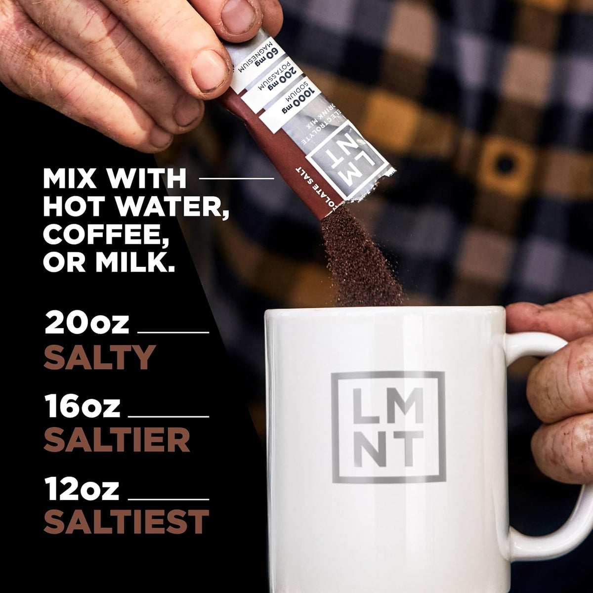 LMNT Zero Sugar Electrolytes – Chocolate Salt | Drink Mix | 30 Sticks