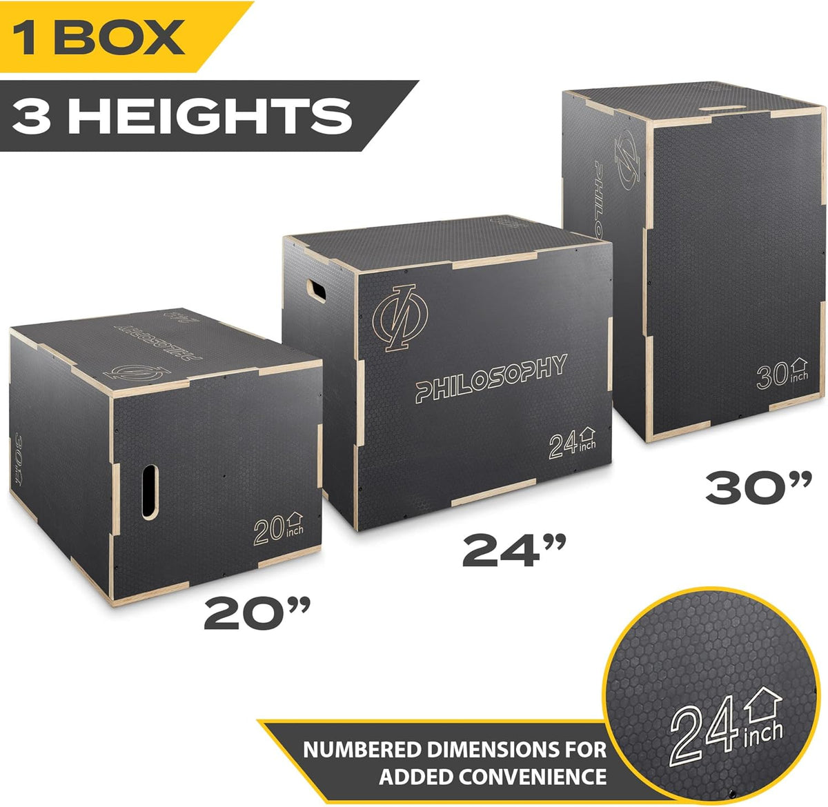 Philosophy Gym 3-in-1 Wooden Plyometric Box | Non-Slip Jump Box