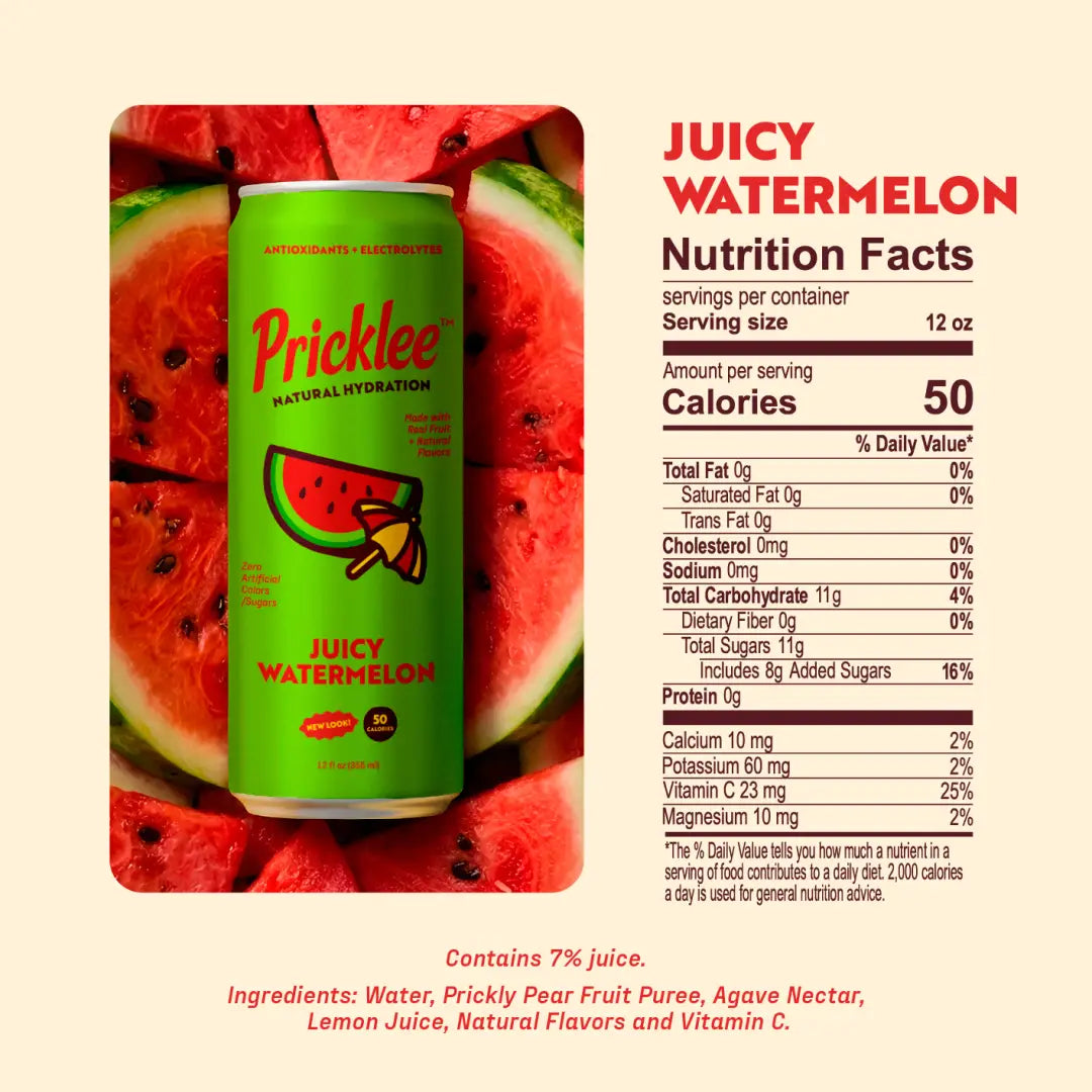 Pricklee Juicy Watermelon Cactus Water – Single Can
