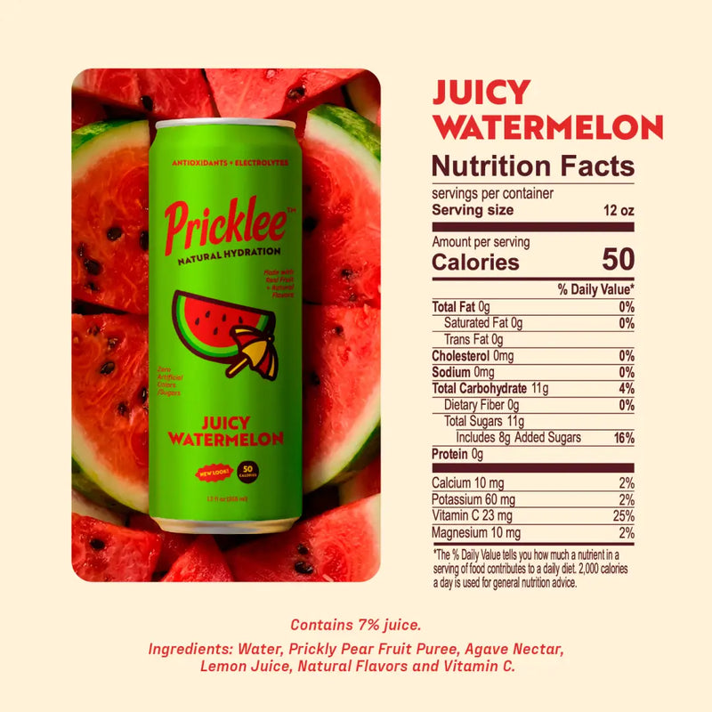 Pricklee Juicy Watermelon Cactus Water – Single Can