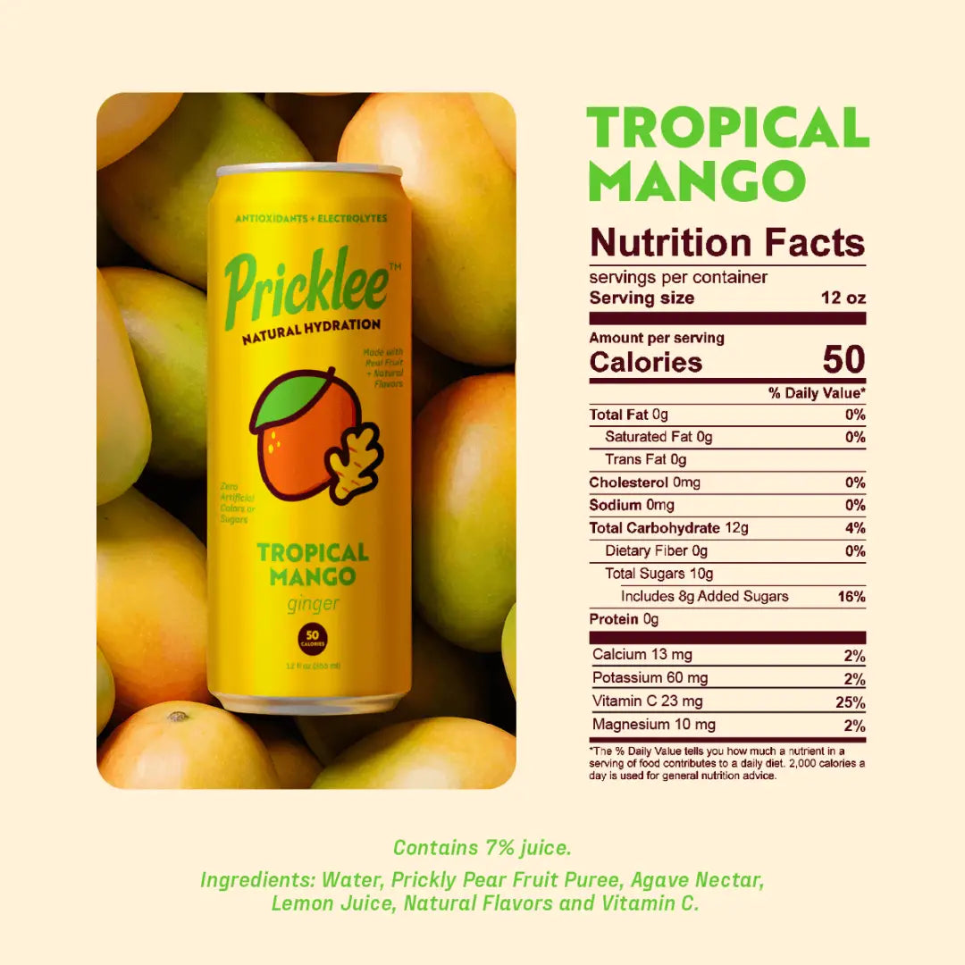 Pricklee Tropical Mango Cactus Water – Single Can