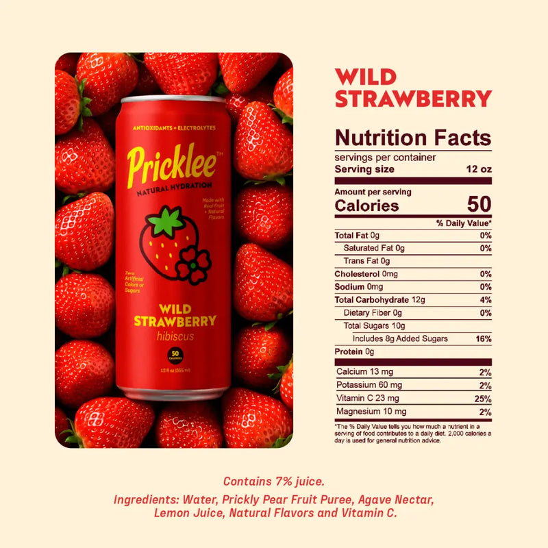 Pricklee Wild Strawberry Cactus Water – Single Can