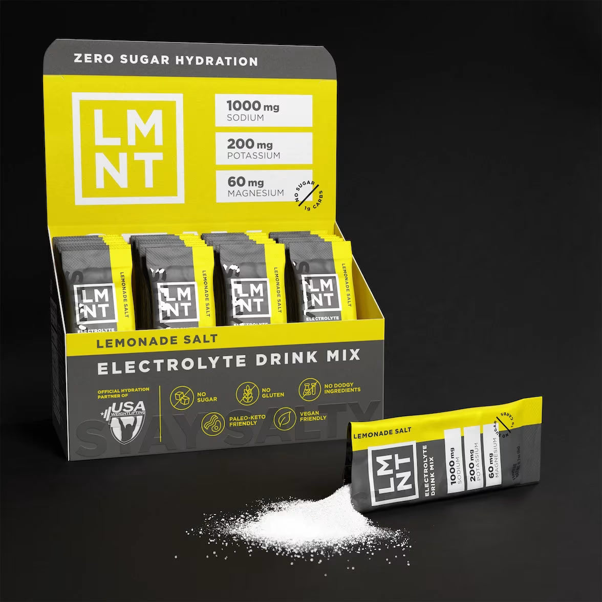 LMNT Zero Sugar Electrolytes – Lemonade Salt | Drink Mix | 30 Sticks